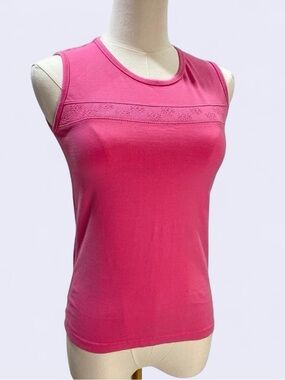 Y2K Hot Pink Floral Crochet Tank